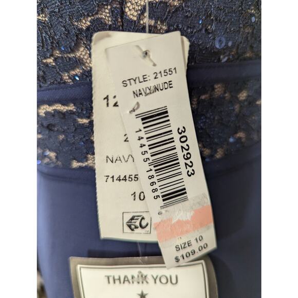 NWT@$109! NIGHTWAY! FULL LENGTH NAVY BLUE LACE, CHIFFON & NUDE MAXI DRESS! SZ 10 - Picture 6 of 14